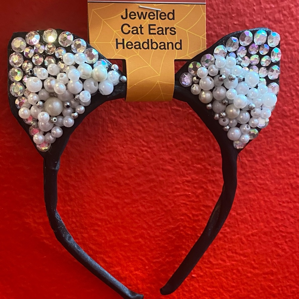 Jeweled Cat Ears Headband Halloween Accessory